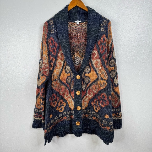 J. Jill Boho Print Wool Blend Cardigan Size Xlarge - Picture 2 of 6